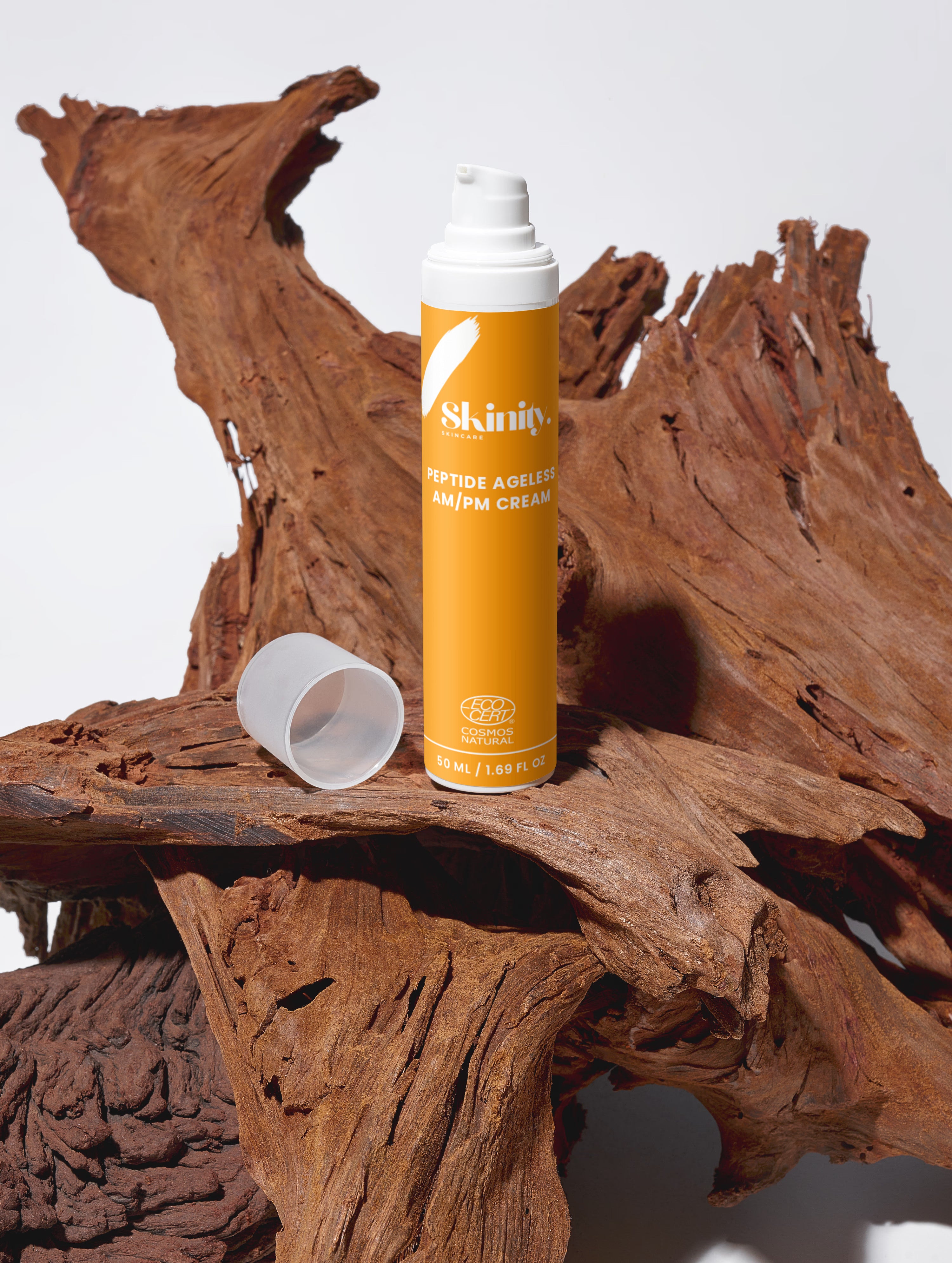 Skinity Peptide Ageless AM PM Cream with HA for Wrinkles and Hydration premium skincare product bottle.
