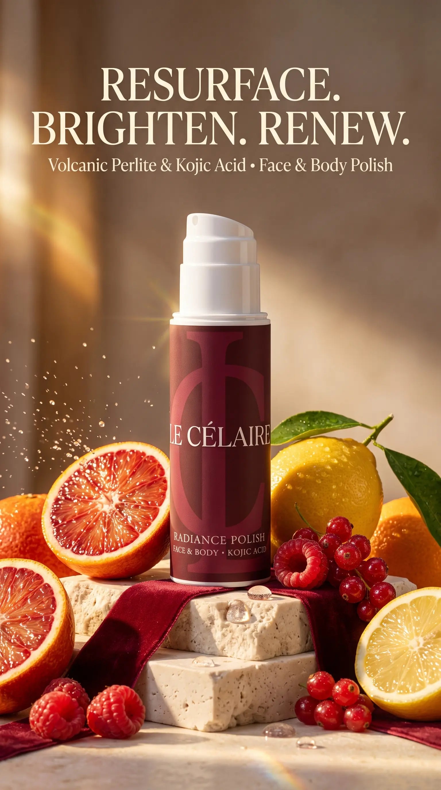 Brightening Face and Body Exfoliator with Kojic Acid creamy texture, ideal for gentle exfoliation and skin brightening.
