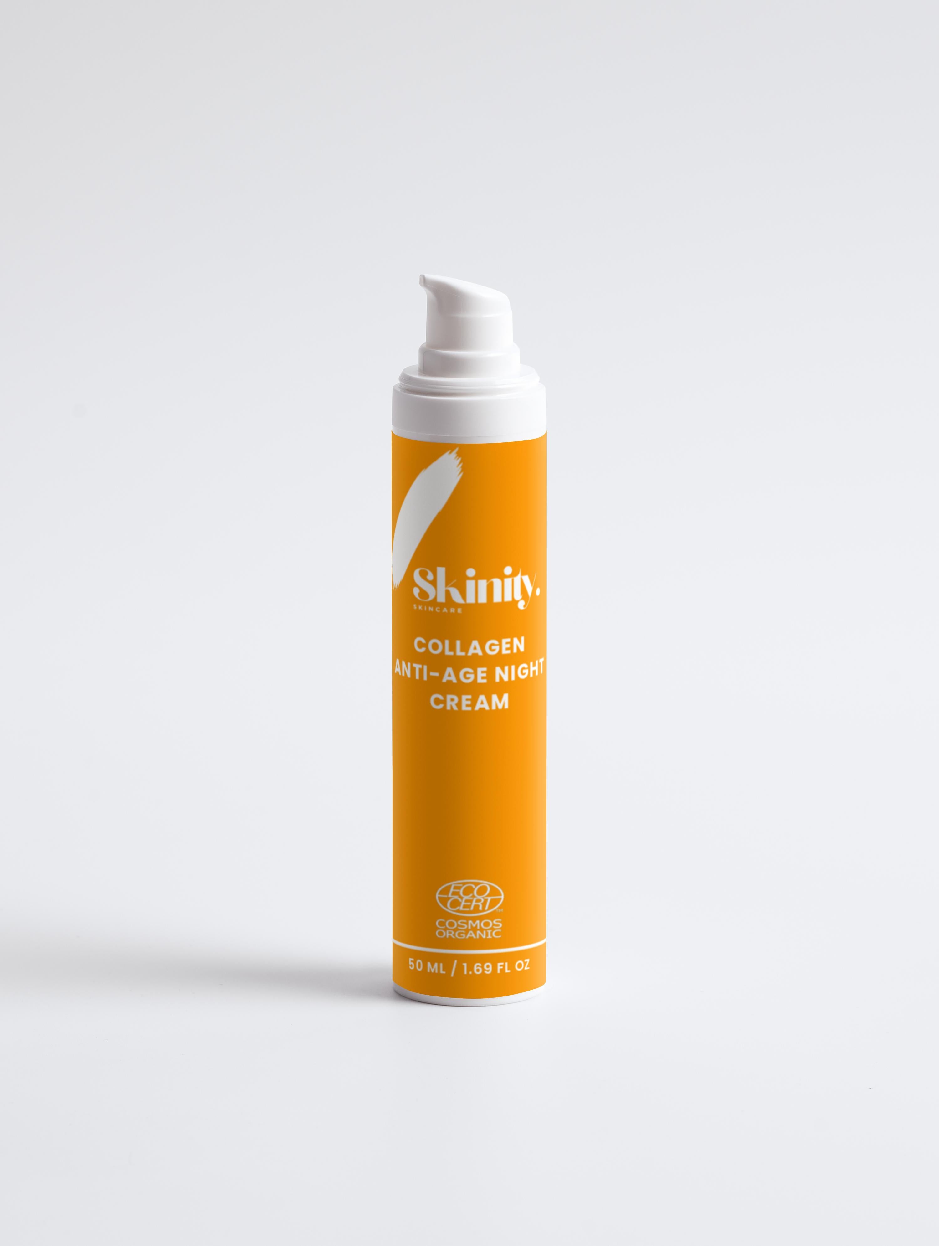 Crème de nuit anti-âge au collagène bio et au plancton marin pour une peau plus pulpeuse et plus douce