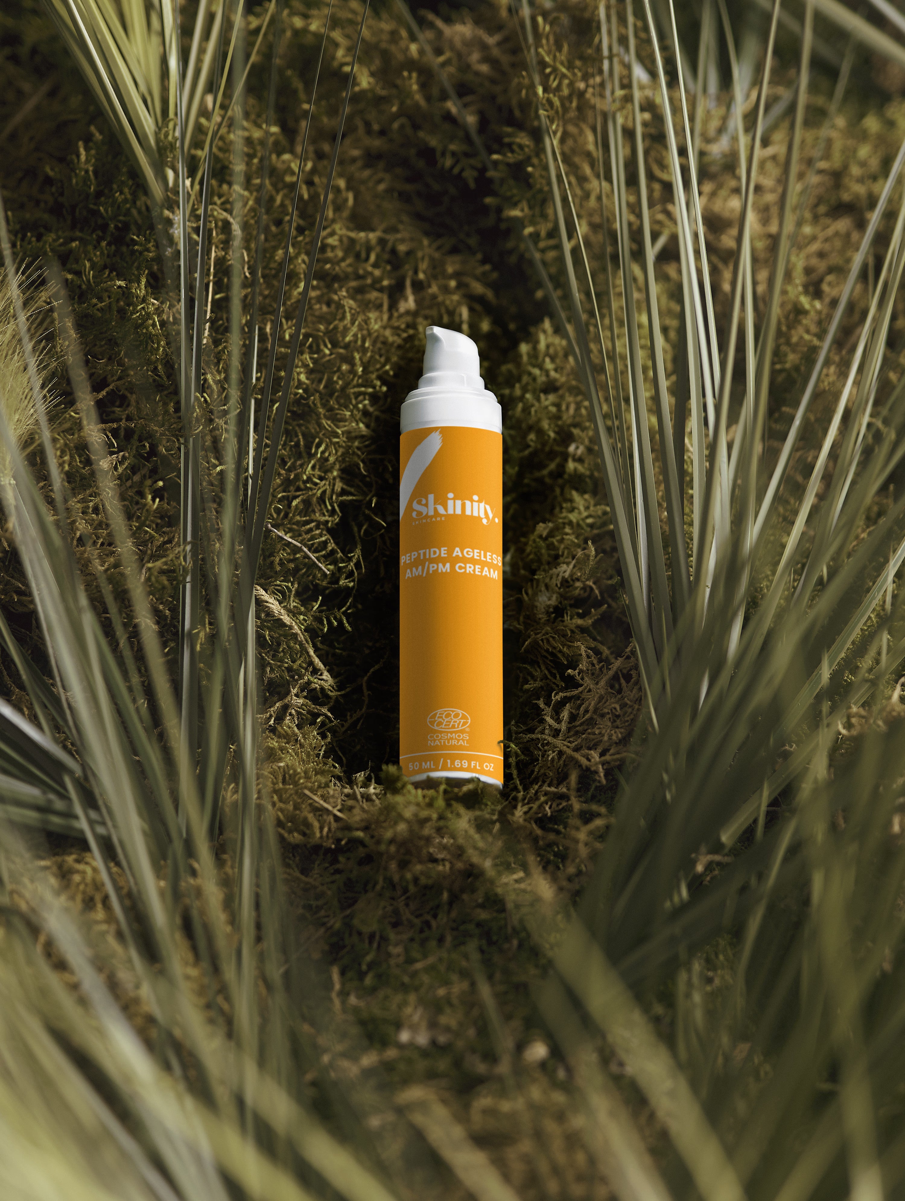 Skinity Peptide Ageless AM PM Cream with HA for Wrinkles and Hydration premium skincare product bottle.
