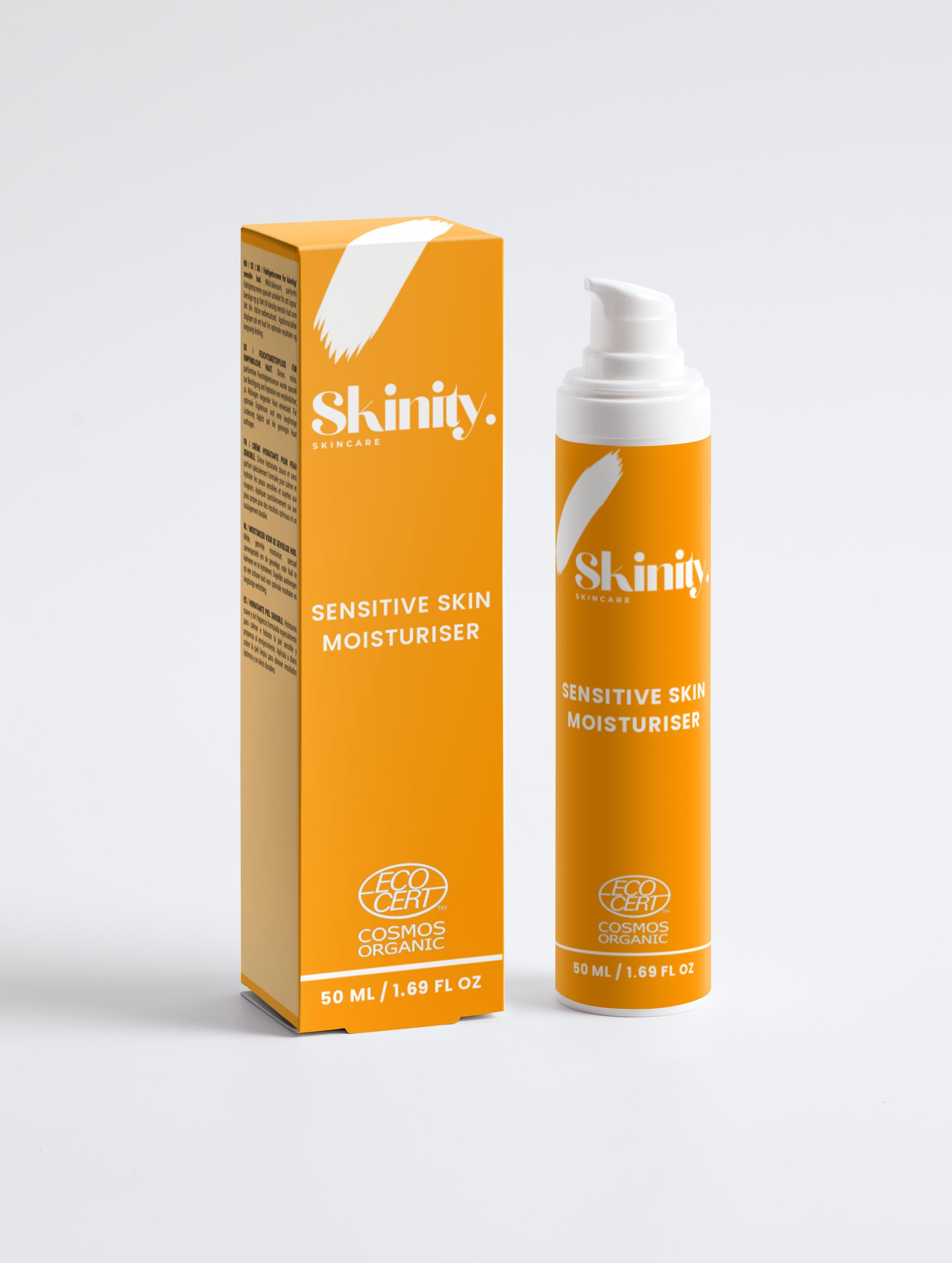 Sensitive Skin Moisturiser Fragrance Free product packaging and container with eco-friendly design