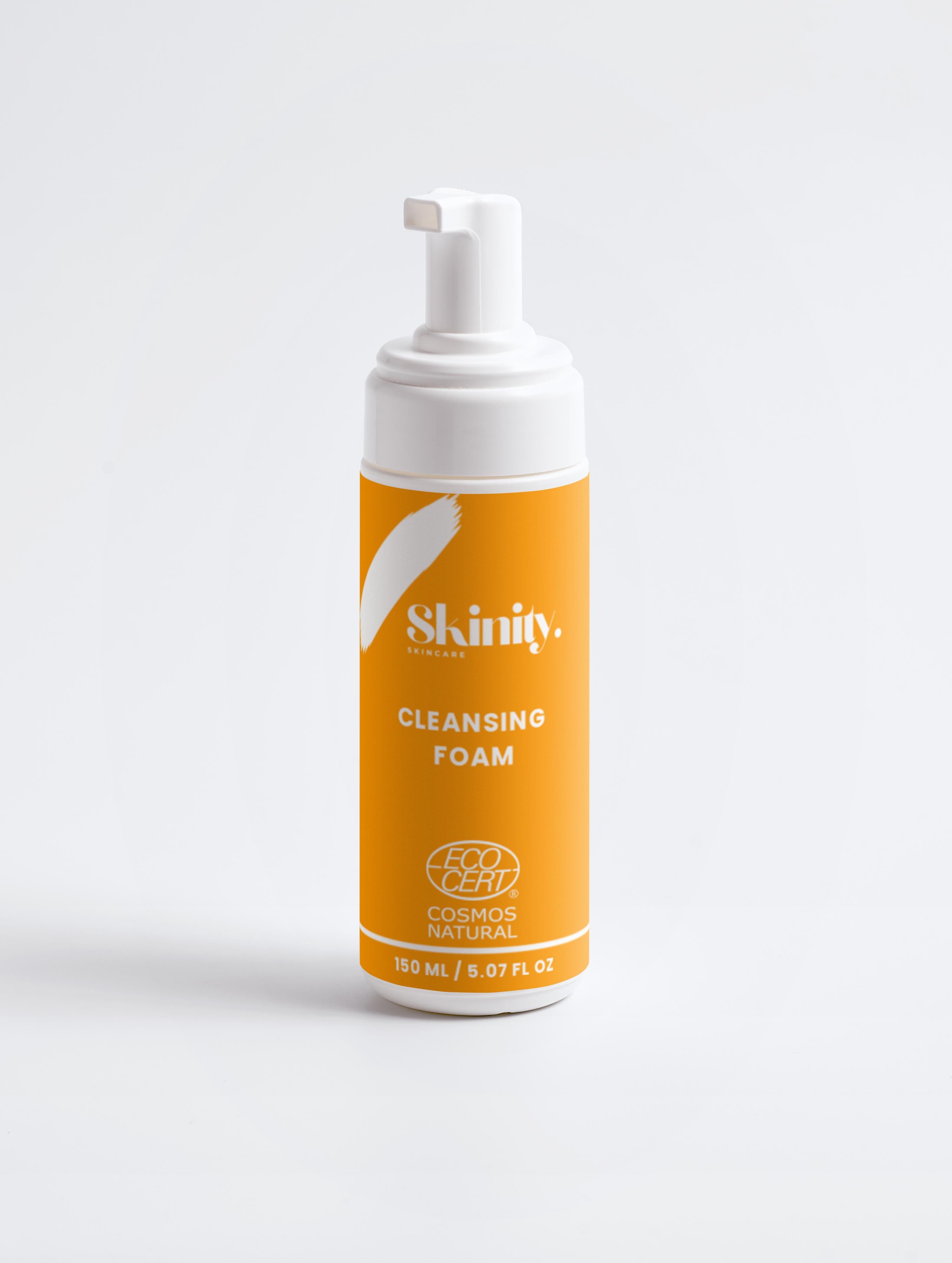 Cleansing Foam for all skincare in a vibrant orange bottle, 150ml, perfect for daily skin purification.