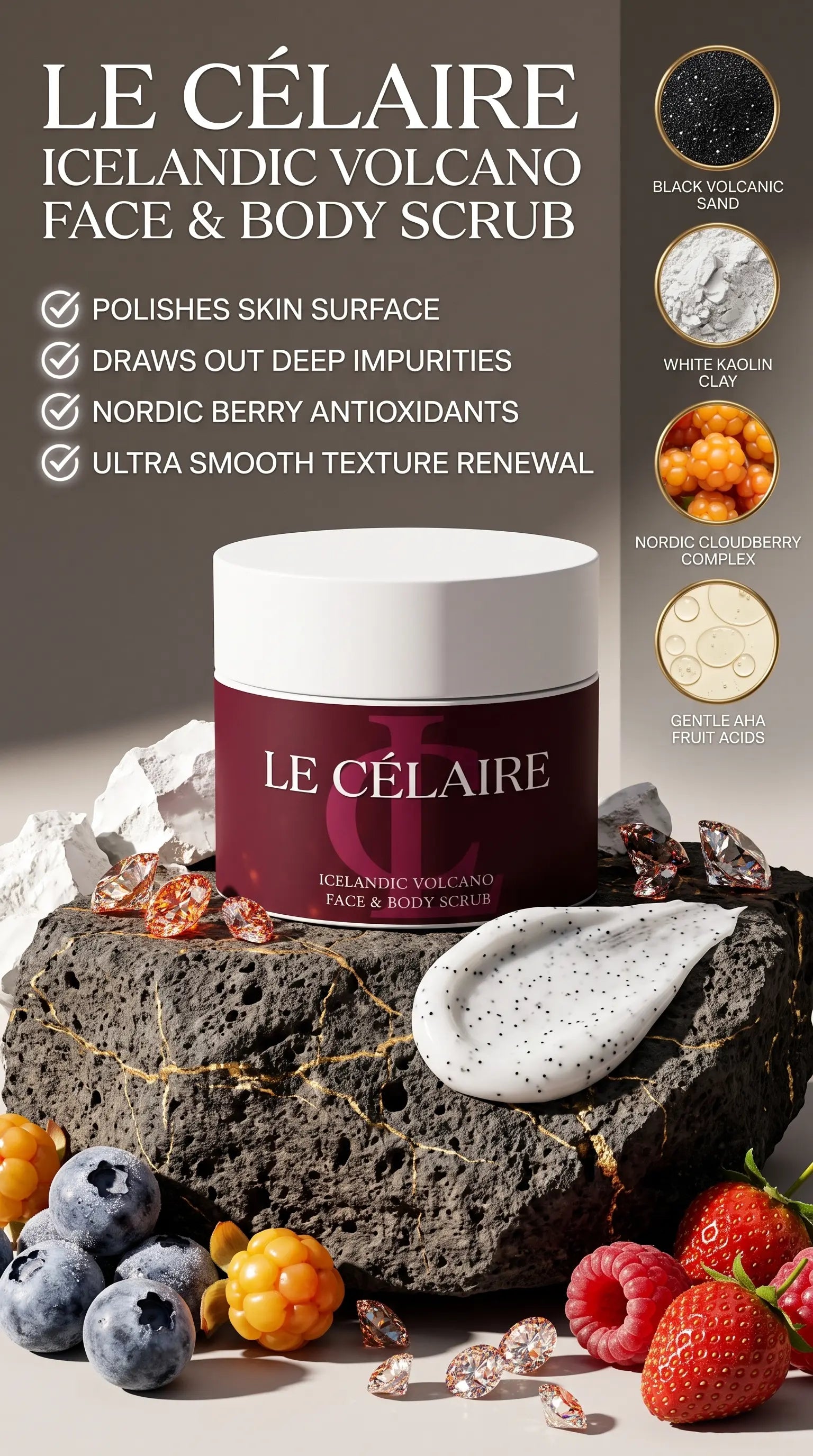 Ultra-exclusive high-fashion commercial visual for Le Célaire Peppermint and Dark Cedar Hand and Body Wash on a malachite plinth surrounded by warm turquoise and emerald silks, raw gold, emeralds, and gold calligraphy.