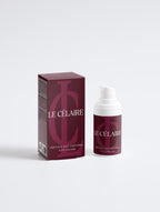 Billionaire-tier 9:16 commercial skincare advertisement for Le Célaire Peptide Age-Defying Eye Cream, showcasing an eye contour close-up with cream dots, the compact burgundy bottle on marble, loose diamonds, and an anti-aging benefits checklist.