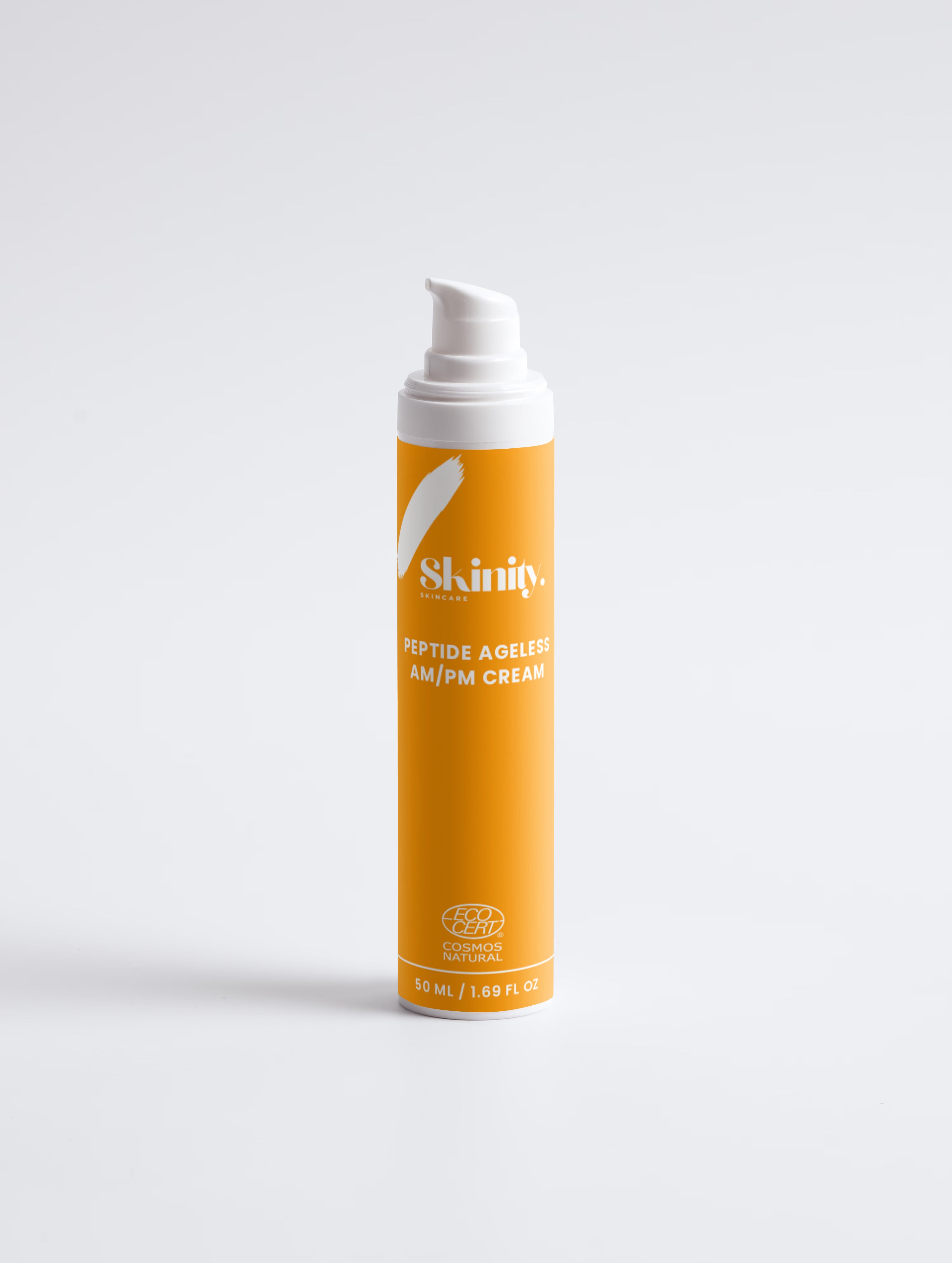Skinity Peptide Ageless AM PM Cream with HA for Wrinkles and Hydration premium skincare product bottle.