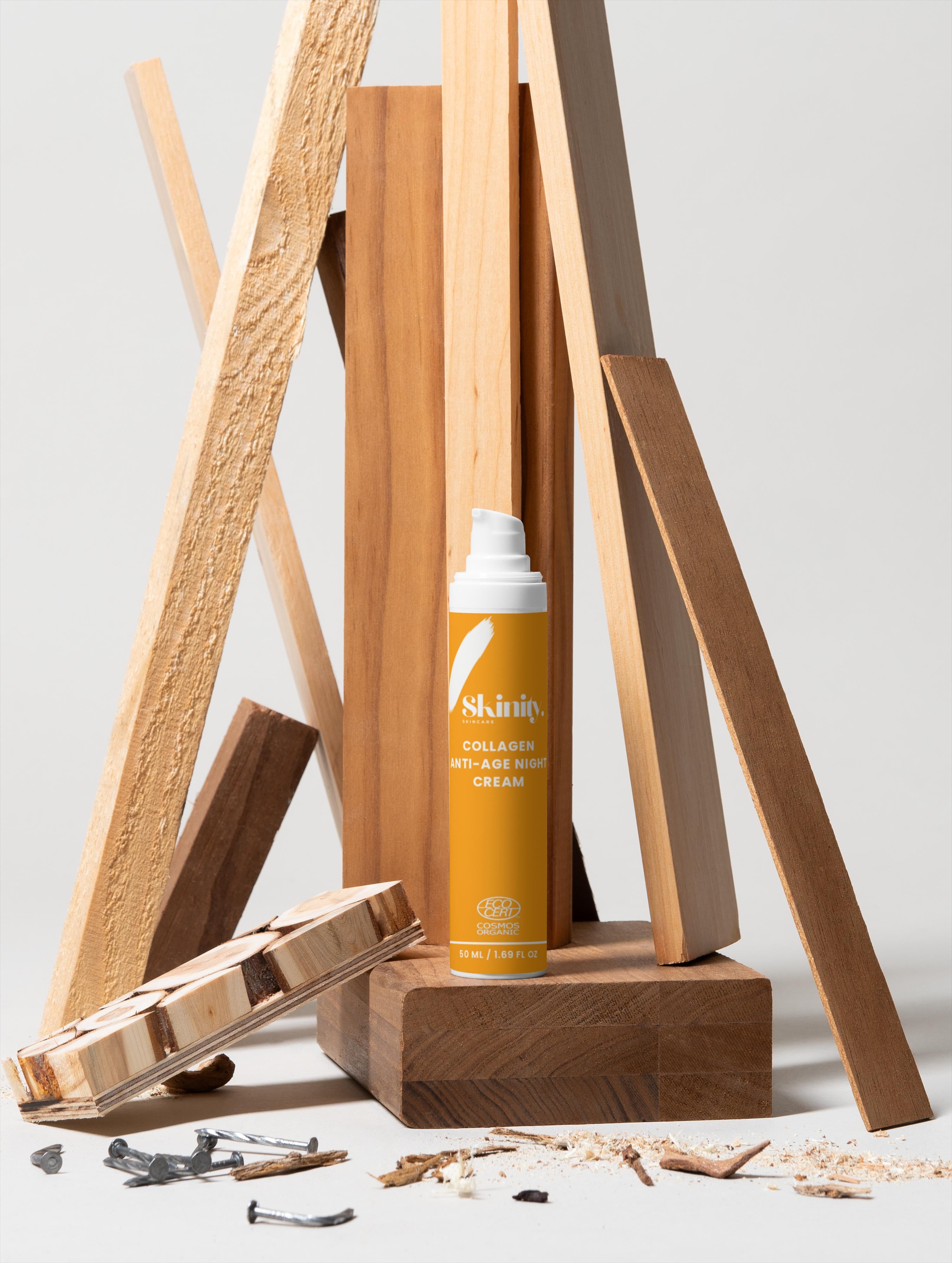 Crème de nuit anti-âge au collagène bio et au plancton marin pour une peau plus pulpeuse et plus douce
